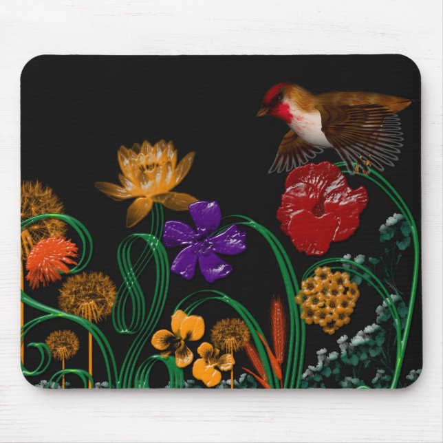 bird in flower box mouse pad (Front)