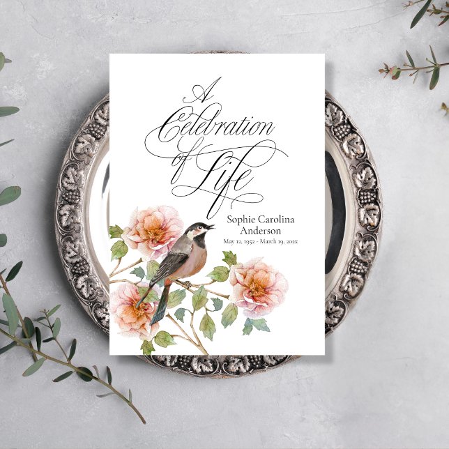 Bird in Flowers Celebration of Life Program Programme (Creator Uploaded)