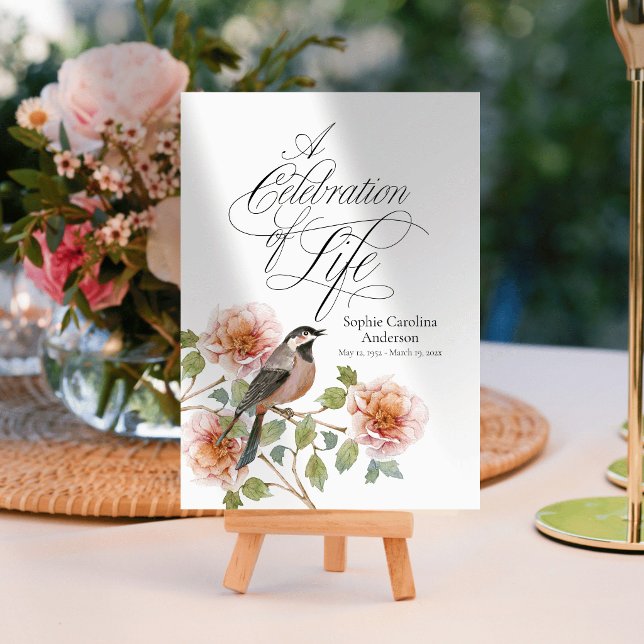 Bird in Flowers Celebration of Life Program Programme (Creator Uploaded)