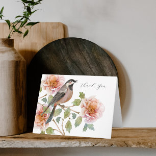 BIrd in Flowers Thank You Card