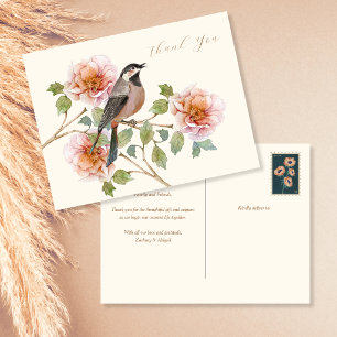 BIrd in Flowers Thank You Card