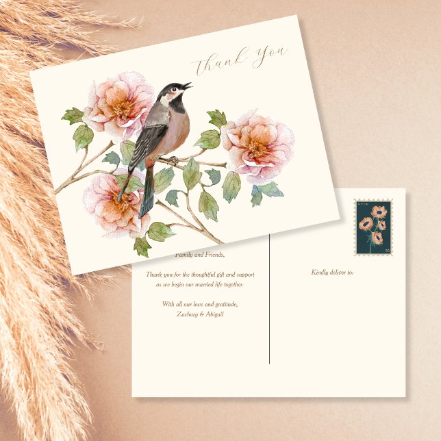 BIrd in Flowers Thank You Card (Creator Uploaded)