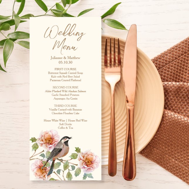 Bird in Flowers Wedding Menu (Creator Uploaded)