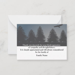 Bird In Forest After Funeral Thank You Cards