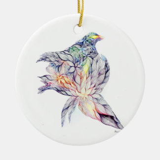 Bird in her nest ceramic tree decoration