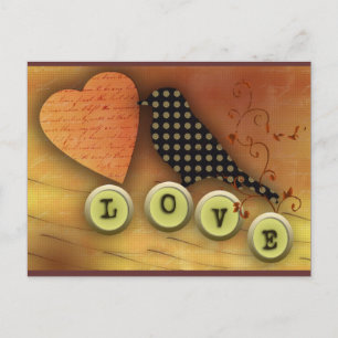 Bird in love postcard