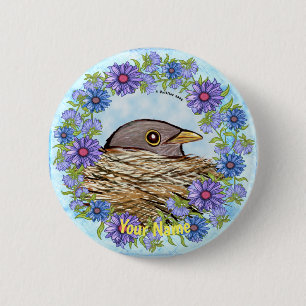 Bird In Nest pin button