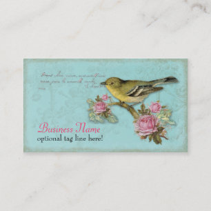 Bird in Pink Roses Business Cards