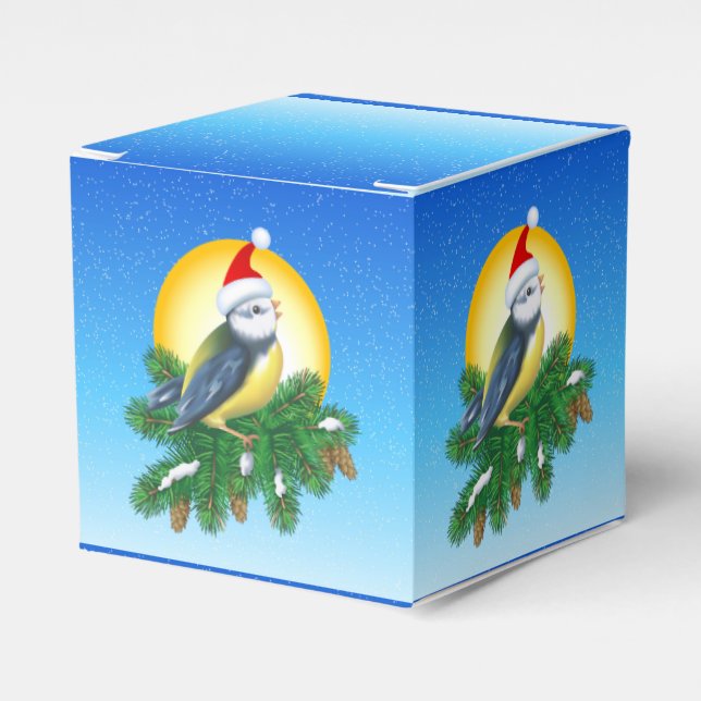 Bird in Santa Hat Favour Box (Front Side)