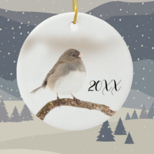 Bird in Snow 2023 Christmas Ceramic Ornament