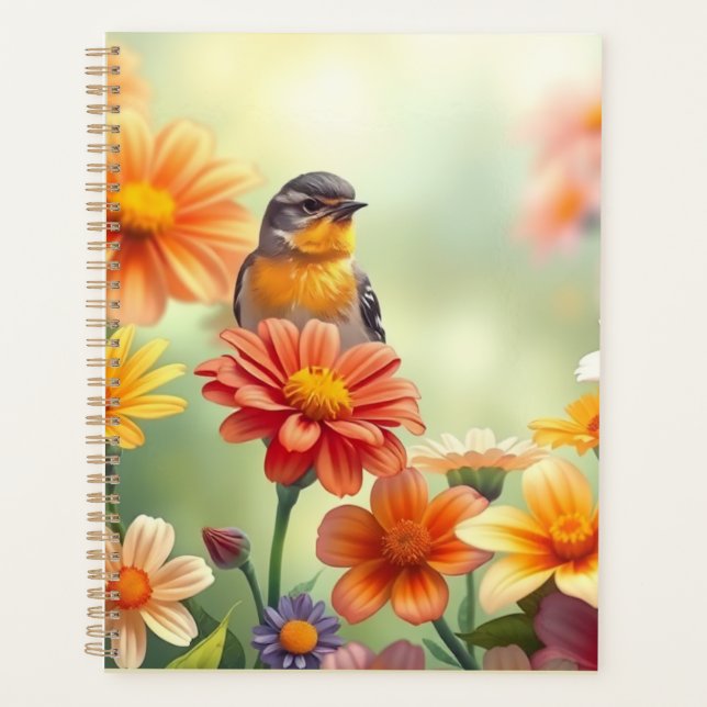 Bird in the Lilies – Personal Journal or Diary  Planner (Front)