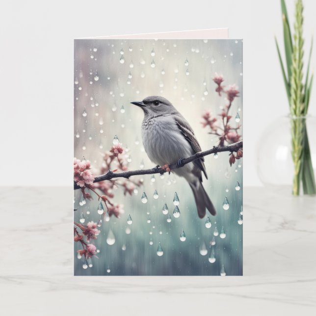 Bird  in the Rain Sympathy Card (Front)