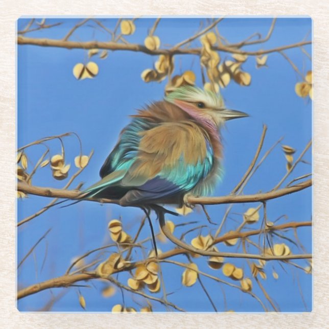 Bird in Tree Photo Glass Coaster (Front)