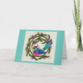 Bird in Wreath Holiday Card