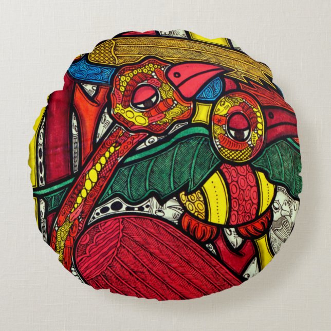 Bird life 2013 round cushion (Front)