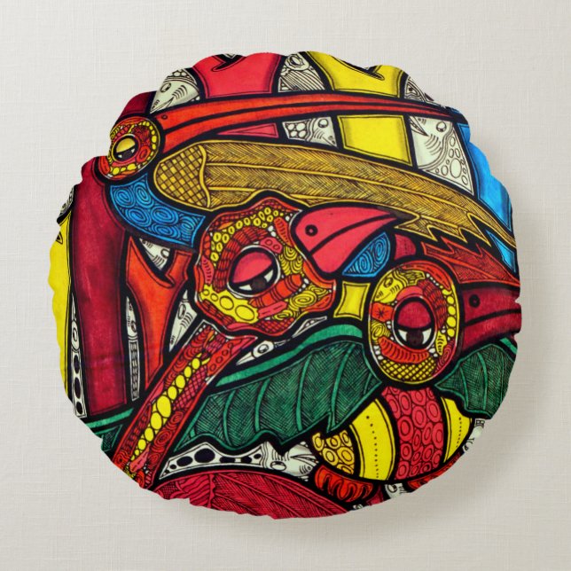 Bird Life Round Cushion (Front)