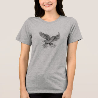 Bird Line Art T-Shirt | Minimalist One Line Drawin Tri-Blend Shirt