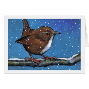 Bird: Little Wren in Winter: Original Painting
