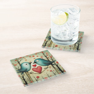 Bird Love 3 Glass Coaster