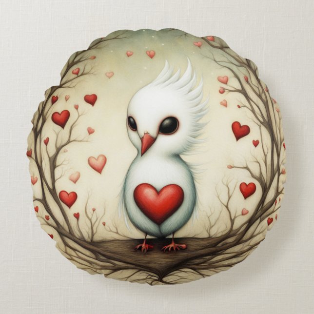 Bird Love 4 Round Cushion (Front)