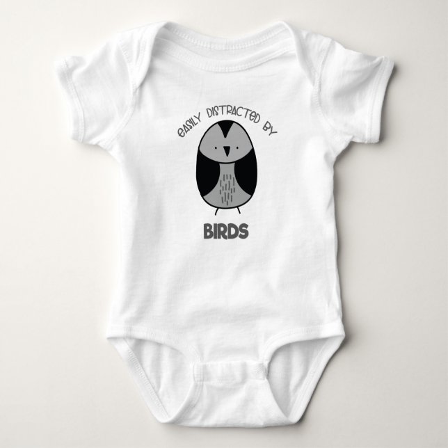 Bird Lover Gift for Bird Watchers Easily Distracte Baby Bodysuit (Front)