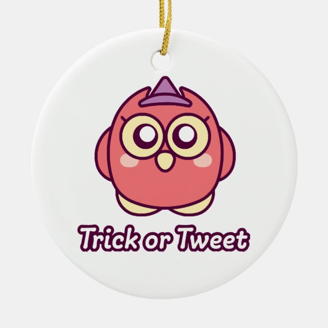 Bird Lover Halloween Cute Owl Witch Ceramic Tree Decoration (Front)