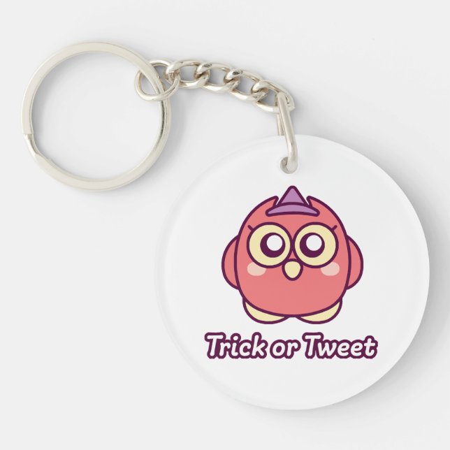 Bird Lover Halloween Cute Owl Witch Key Ring (Front)