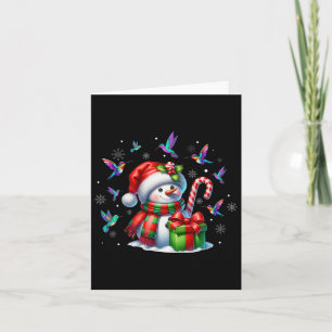 Bird Lover Hummingbirds Snowman Santa Hat Christma Card