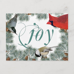 Bird Lover’s Postcard with Cardinal and Chickadee 