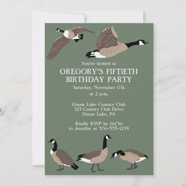 Bird Lovers Canada Geese Birthday Party Invitation (Front)
