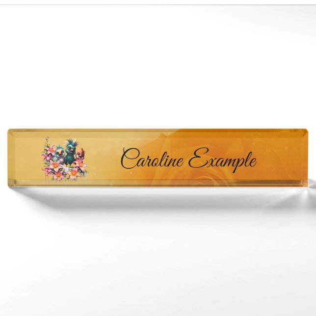 Bird magic in a sea of ​​flowers,  nameplate (Front)