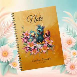 Bird magic in a sea of flowers notebook