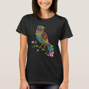 Bird Mandala Birdwatcher Bird Colourful Artistic T-Shirt