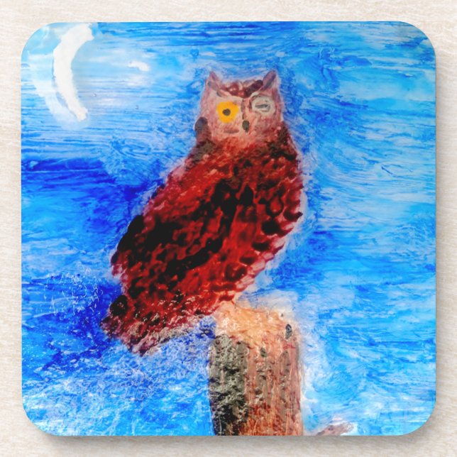 Bird Moonlight Owl Coaster (Front)