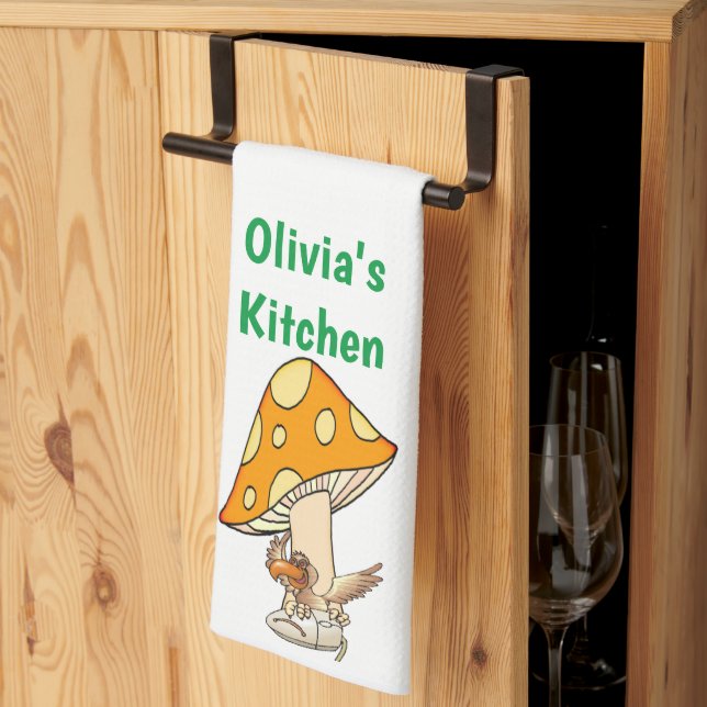 Bird Mushroom Kitchen Hand Towel (Thirds Fold)