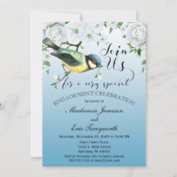 Bird Nature Engagement Invitation Blue Floral