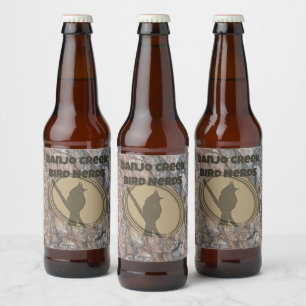 Bird Nerd Birding Club Group Silhouette Birder Beer Bottle Label