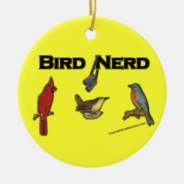 Bird Nerd Ceramic Tree Decoration (Front)