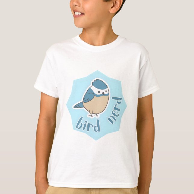 bird nerd cute blue bird T-Shirt (Front)