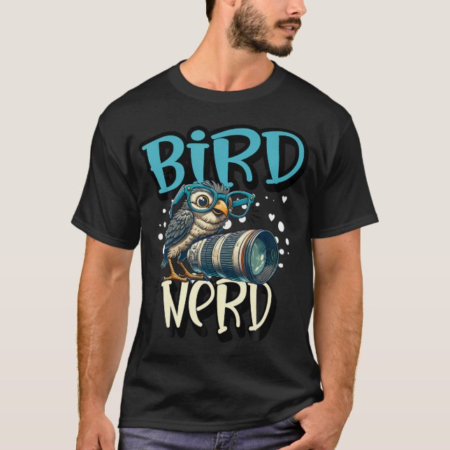 Bird Nerd Cute Owl Oversized Glasses Camera Funny T-Shirt (Front)