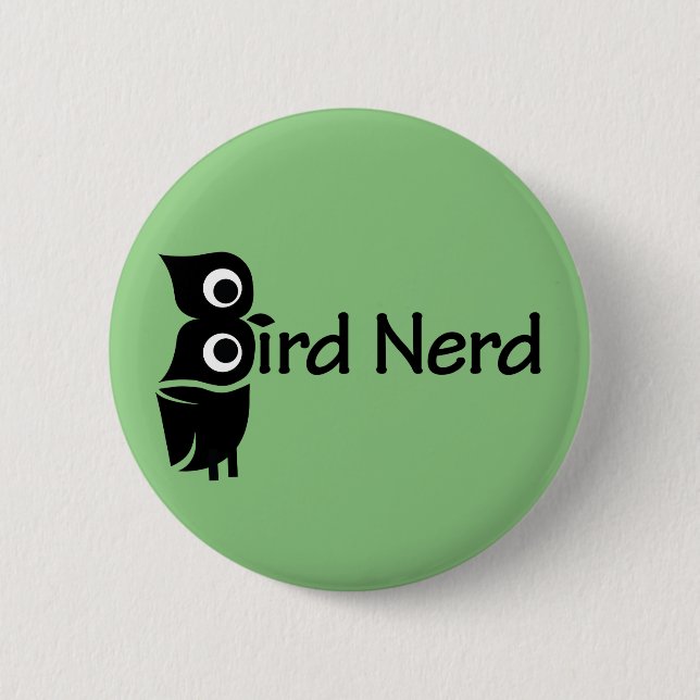 Bird Nerd Owl Green 6 Cm Round Badge (Front)