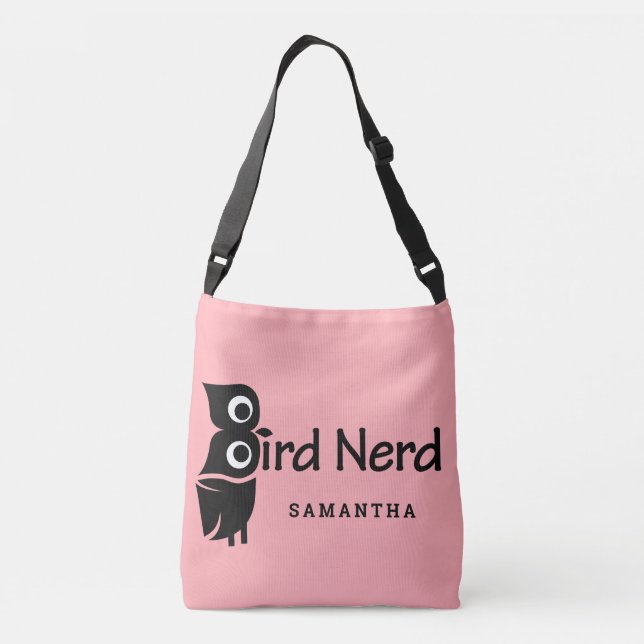 Bird Nerd Owl Pink Crossbody Bag (Back)
