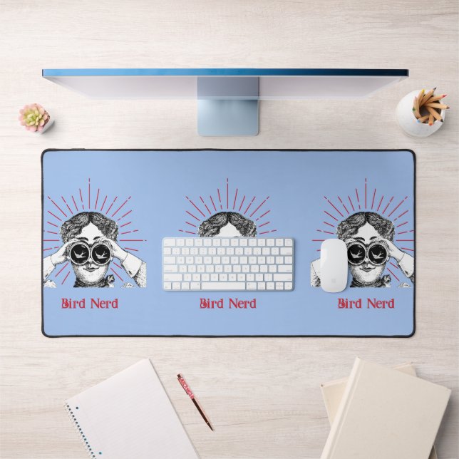 Bird Nerd Woman Binoculars Desk Mat (Office 1)