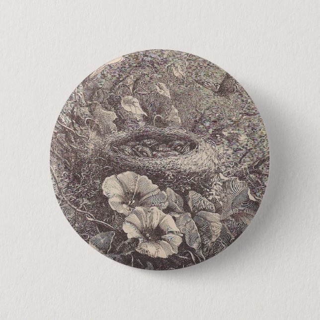 Bird Nest 6 Cm Round Badge (Front)