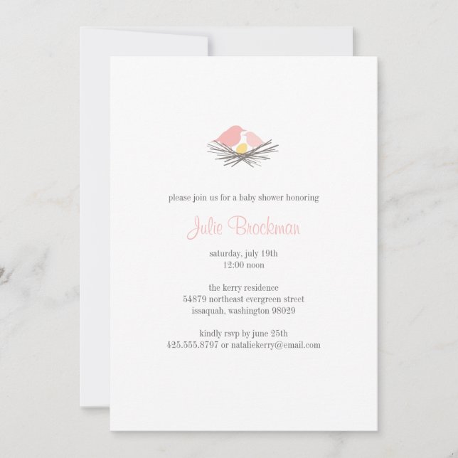 Bird Nest Baby Shower Invitation (Front)