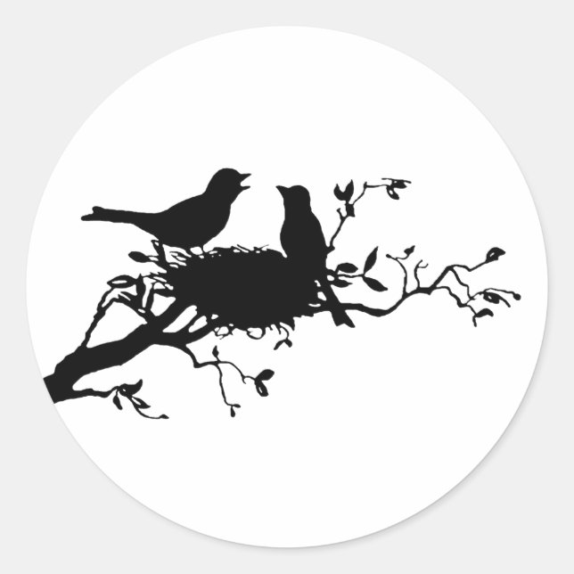Bird Nest Classic Round Sticker (Front)