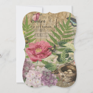 Bird Nest Floral Garden Flower Butterfly Art