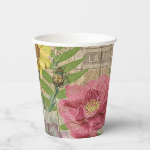 Bird Nest Floral Garden Flower Butterfly Art Paper Cups