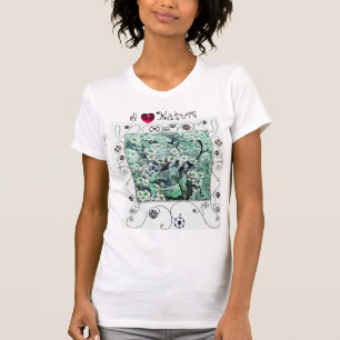 BIRD NEST,GREEN WHITE SPRING FLOWERS,I LOVE NATURE T-Shirt
