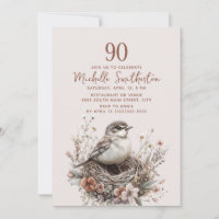 Bird Nest Terracotta Pink 90th Birthday